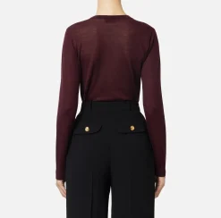 Elisabetta Franchi Knitwear And Sweatshirts|Jumper in merino wool fabric with contrasting jacquard logo RougeNoir