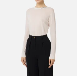 Elisabetta Franchi Knitwear And Sweatshirts|Jumper in merino wool fabric with contrasting jacquard logo Latex