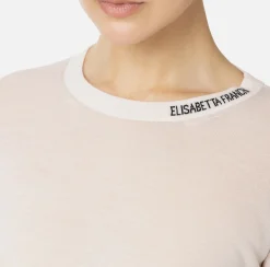 Elisabetta Franchi Knitwear And Sweatshirts|Jumper in merino wool fabric with contrasting jacquard logo Latex