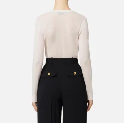 Elisabetta Franchi Knitwear And Sweatshirts|Jumper in merino wool fabric with contrasting jacquard logo Latex
