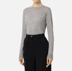 Elisabetta Franchi Knitwear And Sweatshirts|Jumper in merino wool fabric with contrasting jacquard logo HeatherGrey