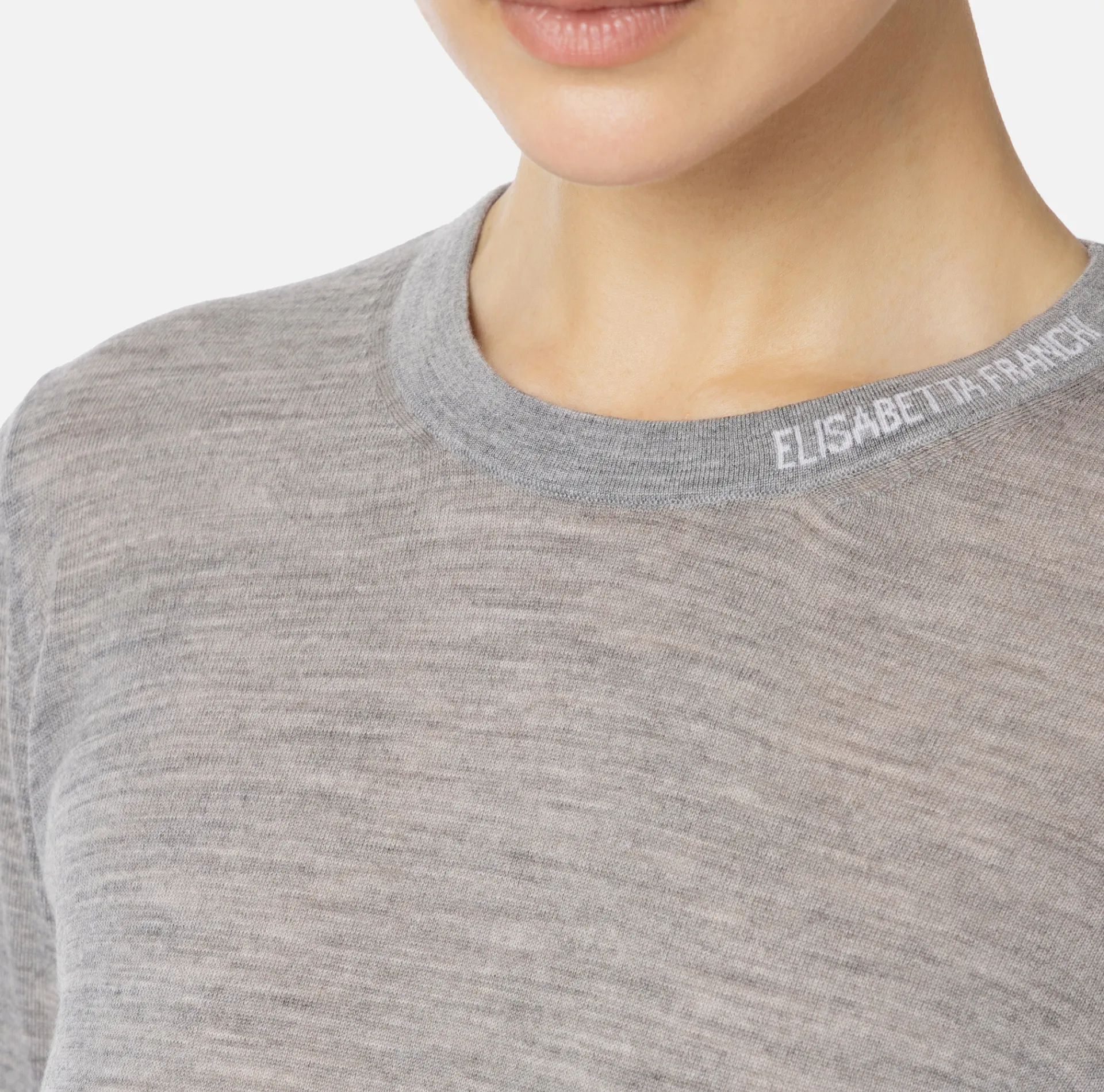 Elisabetta Franchi Knitwear And Sweatshirts|Jumper in merino wool fabric with contrasting jacquard logo HeatherGrey
