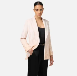 Elisabetta Franchi Jackets And Trench Coats|Jumpsuit in crêpe embroidered with sequins Latex