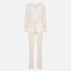 Elisabetta Franchi Jumpsuits|Jumpsuit in crêpe fabric with georgette blouse and peplum Butter