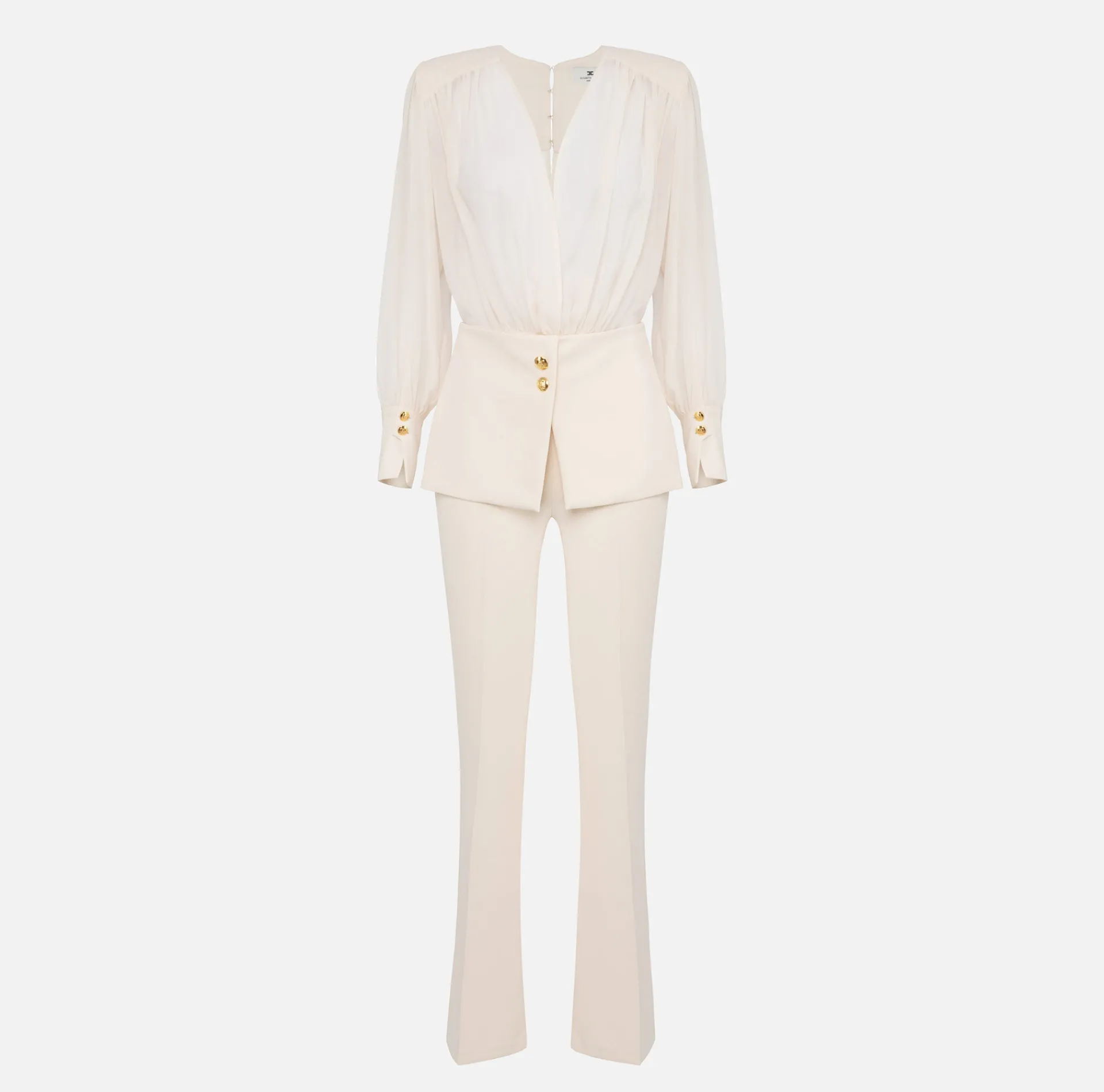 Elisabetta Franchi Jumpsuits|Jumpsuit in crêpe fabric with georgette blouse and peplum Butter