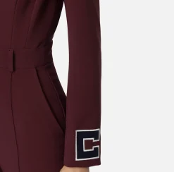 Elisabetta Franchi Jumpsuits|Jumpsuit in crêpe fabric with bands and logo embroidery Gold