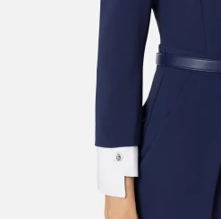 Elisabetta Franchi Jumpsuits|Jumpsuit in stretch crêpe fabric with satin lapels Navy