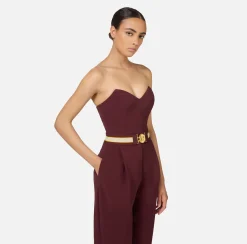 Elisabetta Franchi Jumpsuits|Jumpsuit in stretch crêpe fabric with bustier top RougeNoir