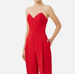Elisabetta Franchi Jumpsuits|Jumpsuit in stretch crêpe fabric with bustier top RedPassion