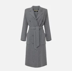 Elisabetta Franchi Coats And Jackets|Knit wool and cashmere wrap coat with emblem