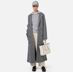 Elisabetta Franchi Coats And Jackets|Knit wool and cashmere wrap coat with emblem