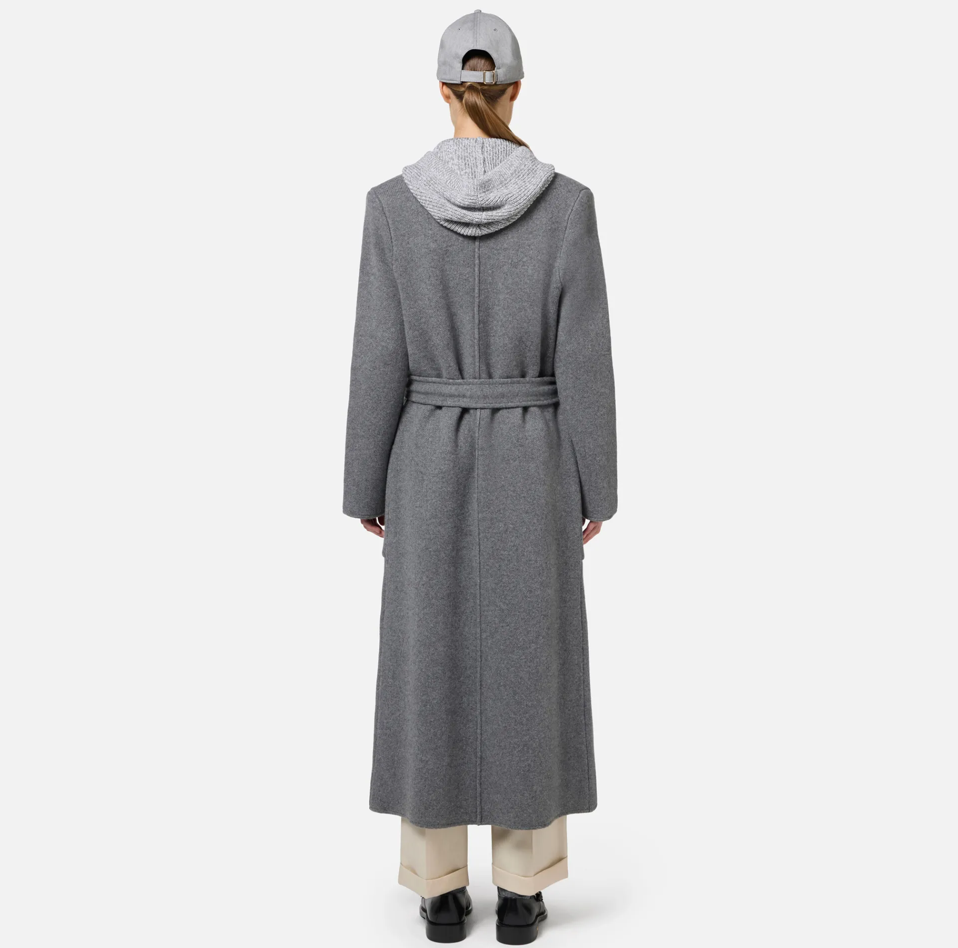 Elisabetta Franchi Coats And Jackets|Knit wool and cashmere wrap coat with emblem