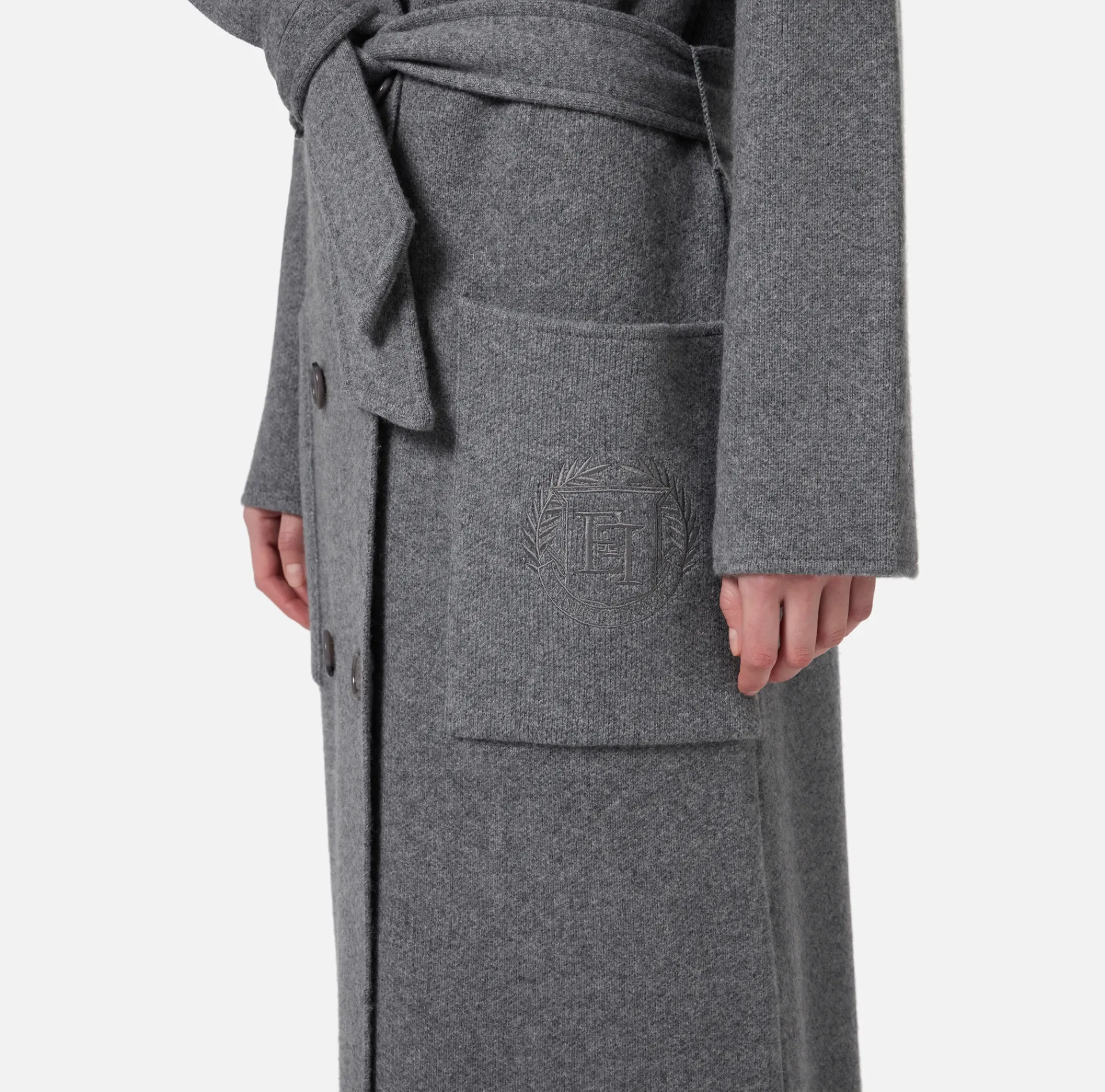 Elisabetta Franchi Coats And Jackets|Knit wool and cashmere wrap coat with emblem