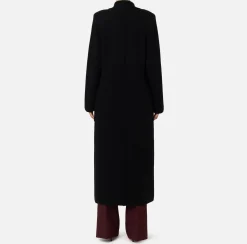 Elisabetta Franchi Coats And Jackets|Knit wool and cashmere wrap coat with emblem Black