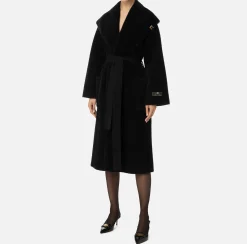 Elisabetta Franchi Coats And Jackets|Knit wrap coat Black
