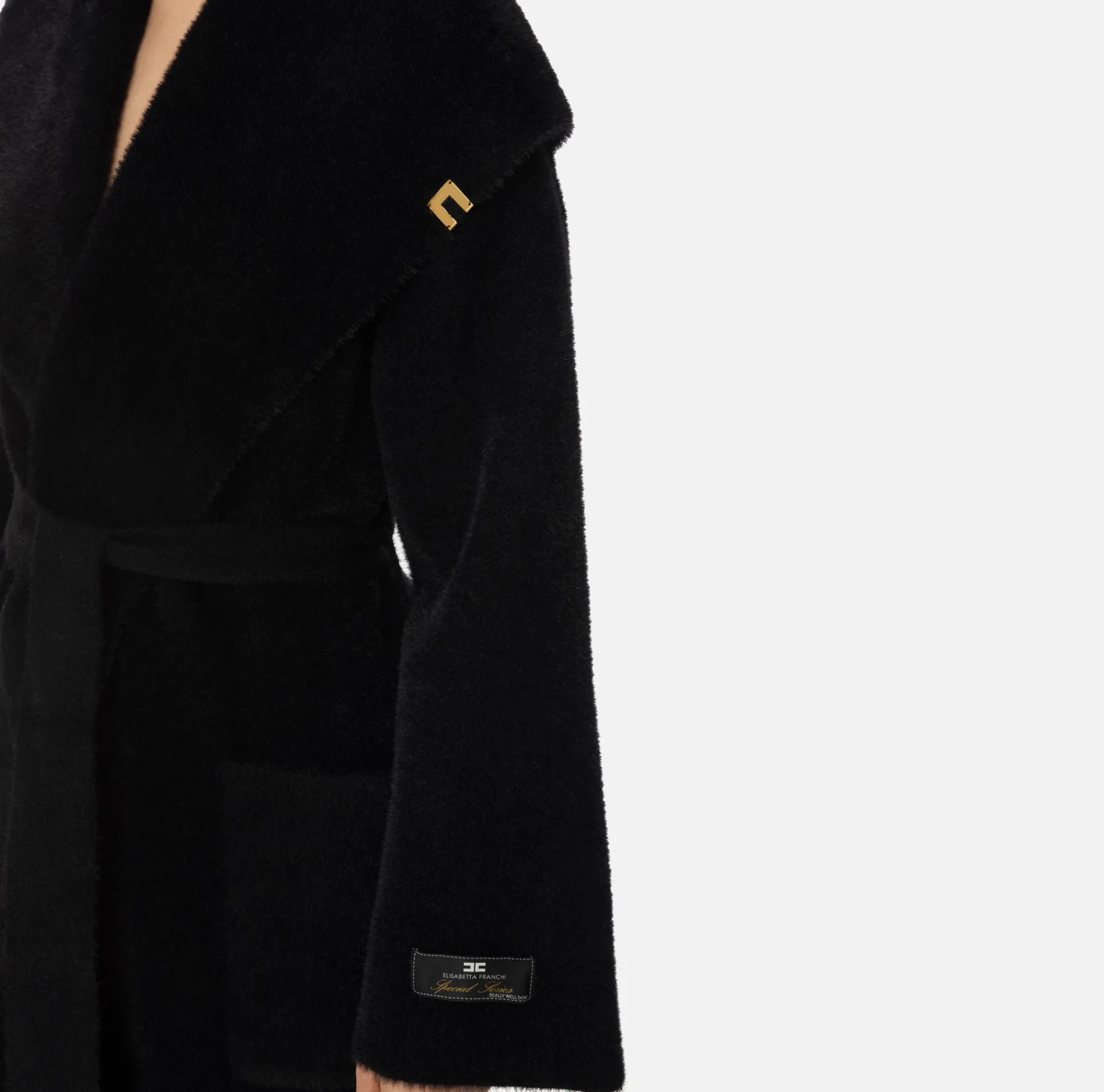 Elisabetta Franchi Coats And Jackets|Knit wrap coat Black
