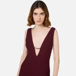 Elisabetta Franchi Mini Dresses|Dresses|Laminated tweed mini-dress RougeNoir