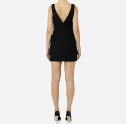 Elisabetta Franchi Mini Dresses|Dresses|Laminated tweed mini-dress Black