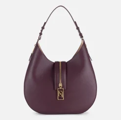 Elisabetta Franchi Shoulder Bags|Large hobo bag in leather-effect material with zip RougeNoir
