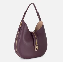 Elisabetta Franchi Shoulder Bags|Large hobo bag in leather-effect material with zip RougeNoir