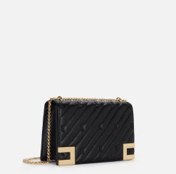 Elisabetta Franchi Strap Bags|Large quilted bag with shoulder strap Black