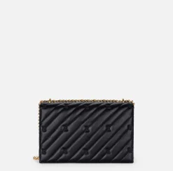 Elisabetta Franchi Strap Bags|Large quilted bag with shoulder strap Black