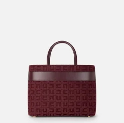 Elisabetta Franchi Handbags|Large shopper bag in jacquard fabric with horsebit RougeNoir
