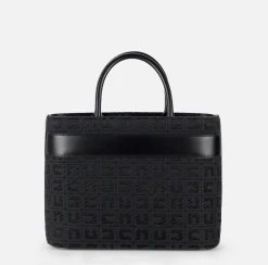 Elisabetta Franchi Handbags|Large shopper bag in jacquard fabric with horsebit Black