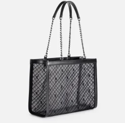 Elisabetta Franchi Shoulder Bags|Large shopper bag with mesh effect Black