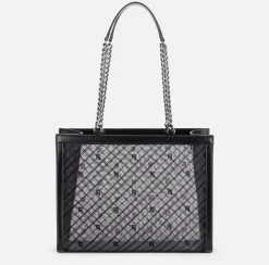 Elisabetta Franchi Shoulder Bags|Large shopper bag with mesh effect Black