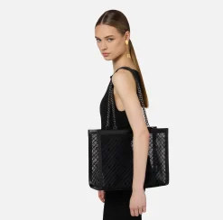 Elisabetta Franchi Shoulder Bags|Large shopper bag with mesh effect Black