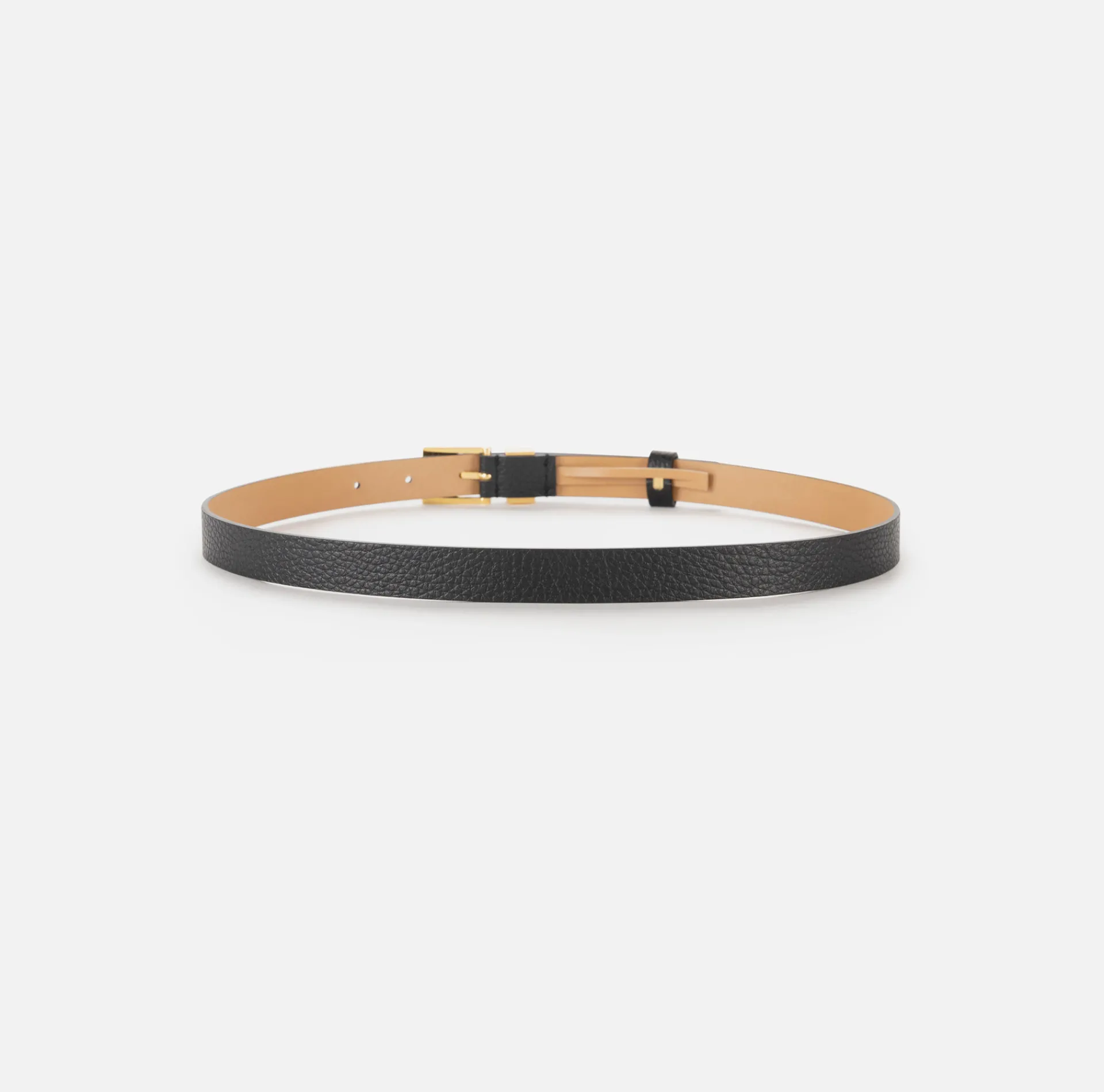 Elisabetta Franchi Belts|Leather belt with buckle and logo outline loop Black