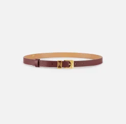 Elisabetta Franchi Belts|Leather belt with buckle and logo outline loop RougeNoir
