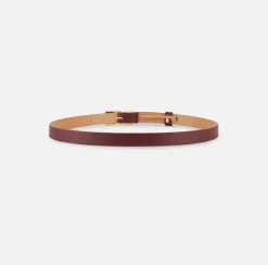 Elisabetta Franchi Belts|Leather belt with buckle and logo outline loop RougeNoir
