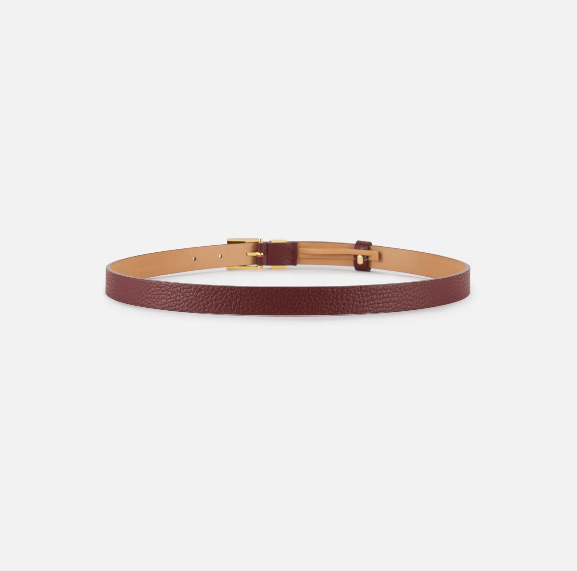 Elisabetta Franchi Belts|Leather belt with buckle and logo outline loop RougeNoir