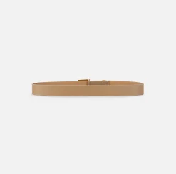 Elisabetta Franchi Belts|Leather belt with buckle and enamelled logo charms Camel