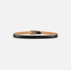 Elisabetta Franchi Belts|Leather belt with embossed logo Black