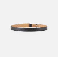 Elisabetta Franchi Belts|Leather belt with enamelled logo plaque Black