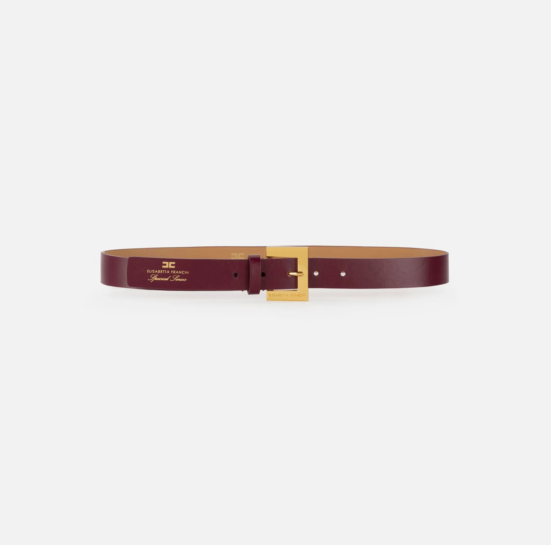Elisabetta Franchi Belts|Leather belt with hot stamped logo RougeNoir