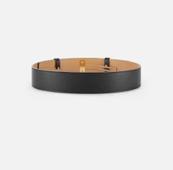 Elisabetta Franchi Belts|Leather belt with interlocking closure Black