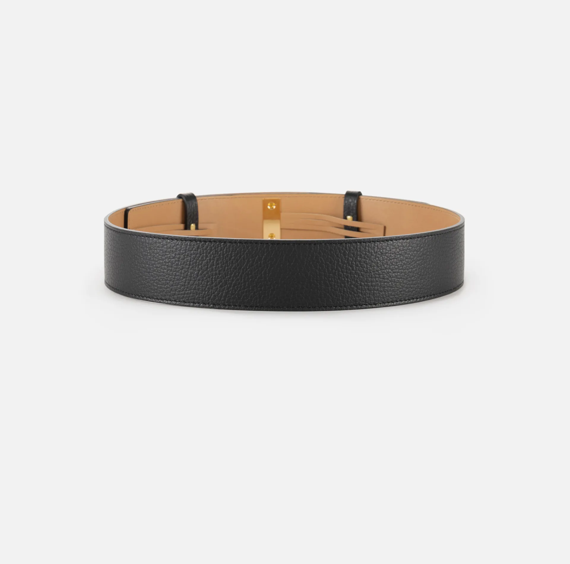 Elisabetta Franchi Belts|Leather belt with interlocking closure Black