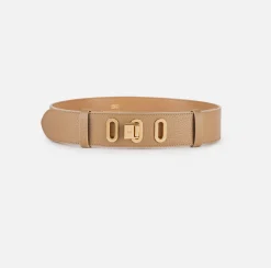 Elisabetta Franchi Belts|Leather belt with interlocking closure Camel