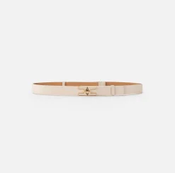 Elisabetta Franchi Belts|Leather belt with logo turn-lock Butter