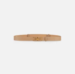 Elisabetta Franchi Belts|Leather belt with logo turn-lock Camel
