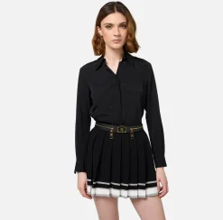 Elisabetta Franchi Belts|Leather belt with zip and logo sliders Black