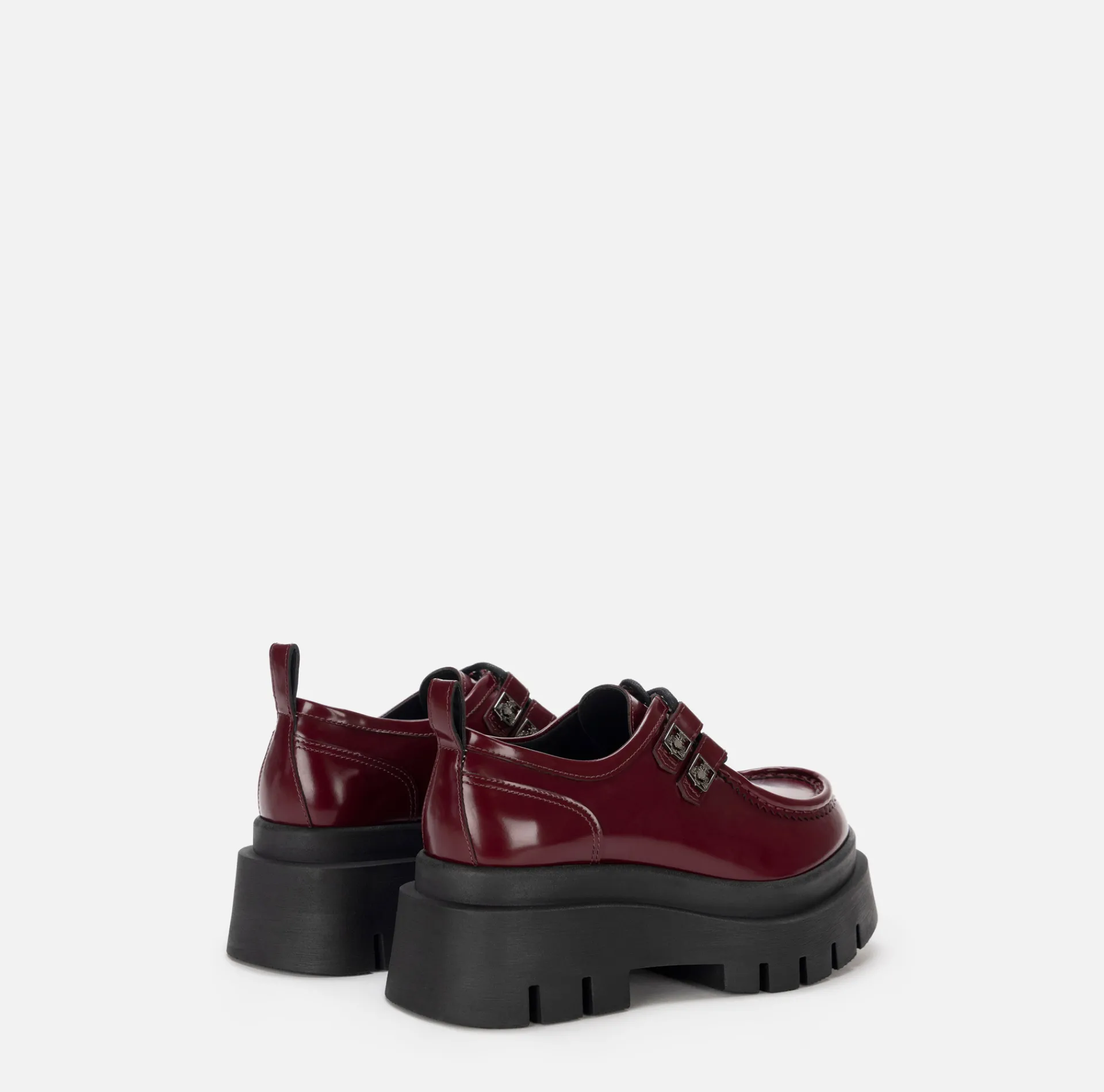 Elisabetta Franchi Sneakers & Flat Shoes|Leather Derby shoe with platform RougeNoir