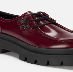 Elisabetta Franchi Sneakers & Flat Shoes|Leather Derby shoe with platform RougeNoir