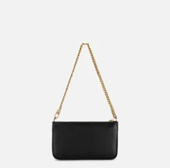 Elisabetta Franchi Shoulder Bags|Leather mini shoulder bag with lettering Black