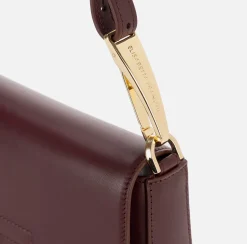 Elisabetta Franchi Shoulder Bags|Leather shoulder bag with embossed logo RougeNoir
