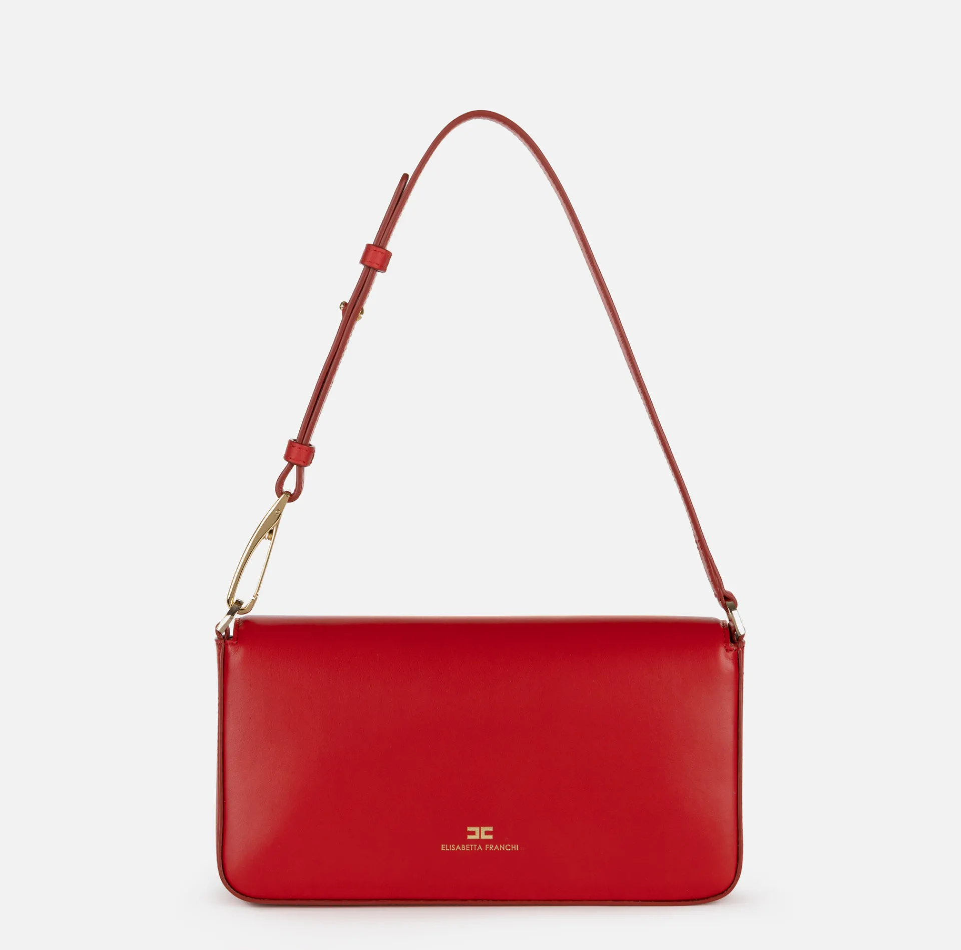 Elisabetta Franchi Shoulder Bags|Leather shoulder bag with embossed logo RedPassion